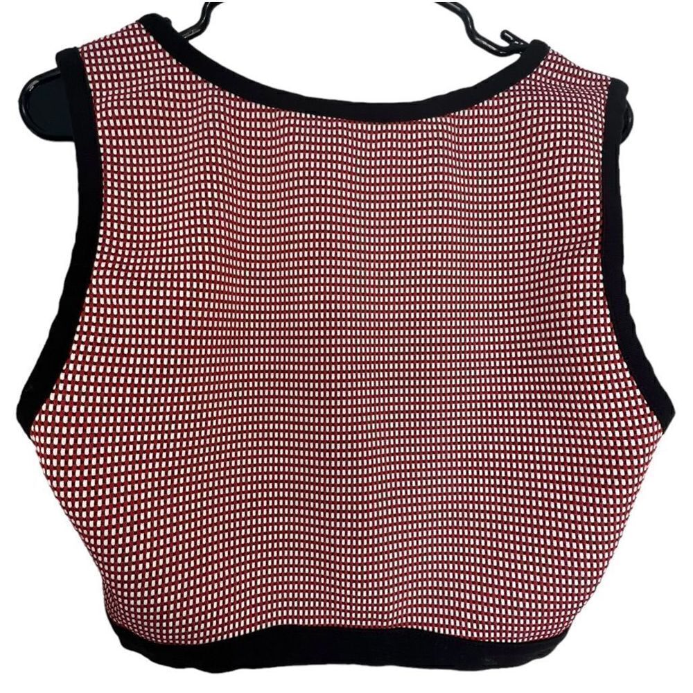 ZARA Black and Red Zip Up Front Ultra Cropped Stretchy Tank Top - Picture 4 of 5